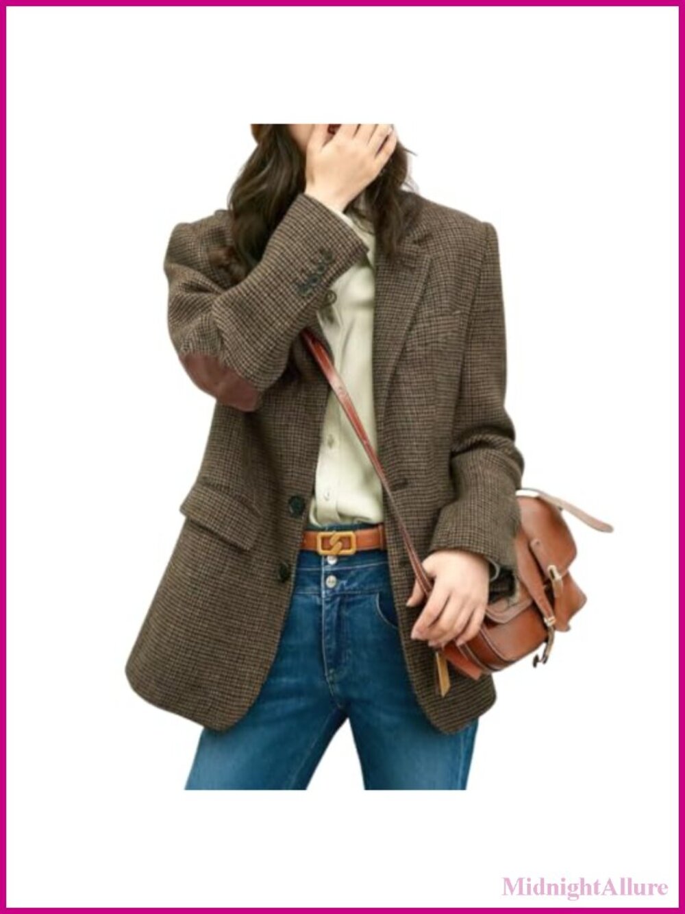 Wool Blend Plaid Blazer Jacket Single Breasted Business Casual Work Coat